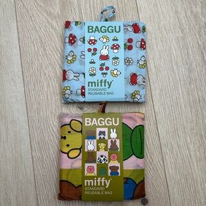 (2) BAGGU Miffy Recycled Nylon Standard Tote Bags - NWT Miffy x Baggu